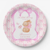 Rosa Bugbaby-Dusche mit Monogramm Pappteller (Vorderseite)