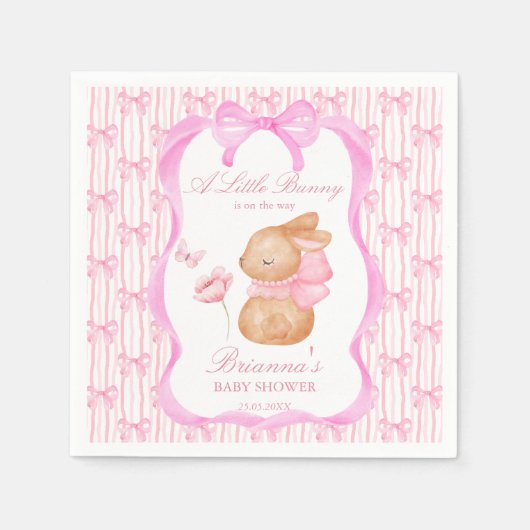 Rosa Bugbaby-Dusche mit Monogramm Serviette (Vorderseite)