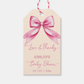 Rosa Bugband Babydusche niedlich Dankeschön Geschenkanhänger (Vorderseite)