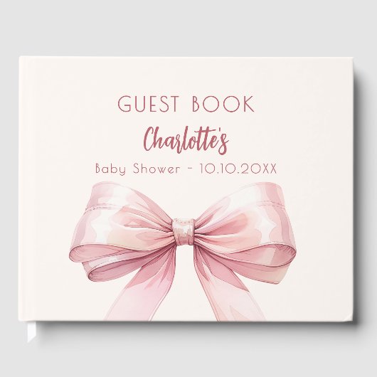 Rosa Bugbeige-Creme Babydusche Gästebuch (Vorderseite)