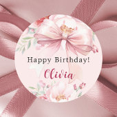 Rosa Bugblumen Geburtstag Runder Aufkleber