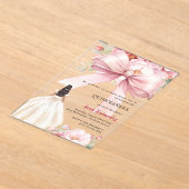 Rosa Bugblumen kleiden Quinceanera klar Acryleinladungen (Ablage )