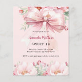 Rosa Bugblumen Sweet 16 Einladung (Vorderseite)
