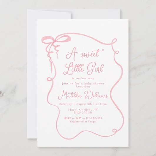 Rosa Bugbrust-Mädchen-Babydusche Einladung (Vorderseite)