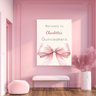 Rosa Bugcreme Beige Quinceanera Empfang Poster