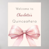 Rosa Bugcreme Beige Quinceanera Empfang Poster (Vorne)