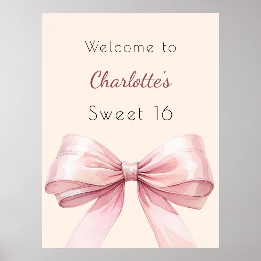 Rosa Bugcreme beige Sweet 16 willkommen Poster (Vorne)