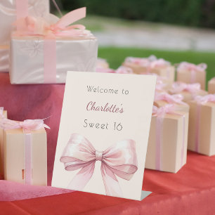 Rosa Bugcreme beige Sweet 16 willkommen Sockelschild