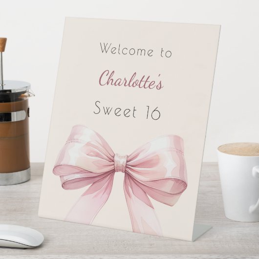 Rosa Bugcreme beige Sweet 16 willkommen Sockelschild (In Situ)