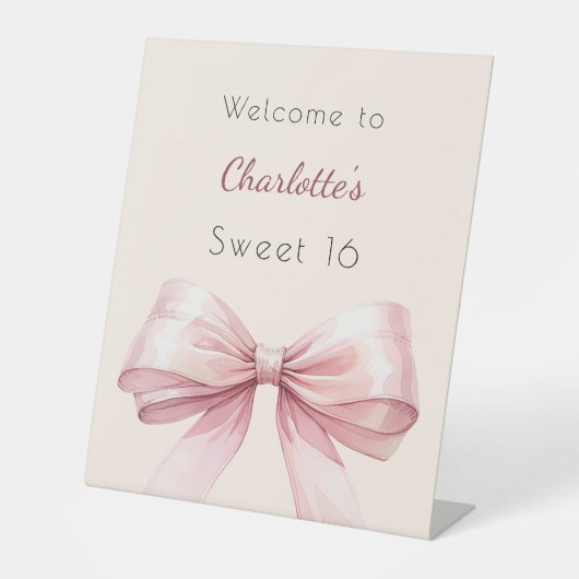 Rosa Bugcreme beige Sweet 16 willkommen Sockelschild (Vorderseite)
