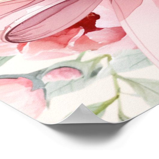 Rosa Bugcreme Blumen Babydusche Begrüßungszeichen Poster (Ecke)