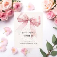 Rosa Bugcreme elegant SWEET 16 Einladung