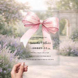 Rosa Bugcreme elegant SWEET 16 klar Acryleinladungen