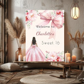 Rosa Bugcreme florale Kleid Sweet 16 willkommen Poster