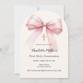 Rosa Bugcreme Girl First Communityarch Einladung (Vorderseite)