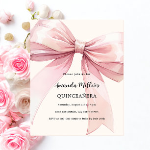Rosa Bugcreme Quinceanera Einladung