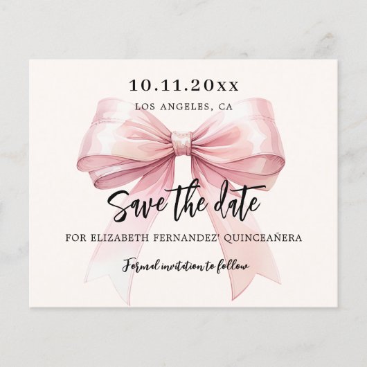 Rosa Bugcreme Quinceanera Save the Date Flyer (Vorne)