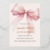 Rosa Bugcreme Rose Gold Quinceanera Luxus Folieneinladung (Vorderseite)