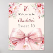 Rosa Bugcremefloralen Sweet 16 welcome Poster (Vorne)