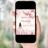 Rosa Bugcremesuppe Kleid Quinceanera Empfang Poster