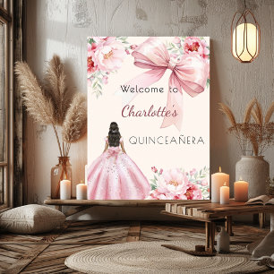 Rosa Bugcremesuppe Kleid Quinceanera Empfang Poster