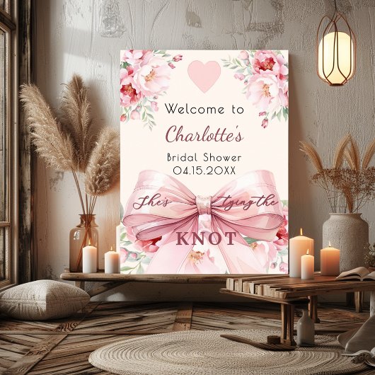 Rosa Bugflorchen Brautparty Begrüßungszeichen Poster