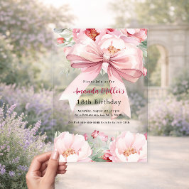 Rosa Bugflorchen zum Geburtstag Acryleinladungen