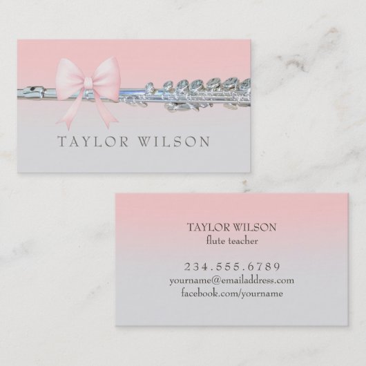 Rosa Bugflutist Visitenkarte (Vorne/Hinten)