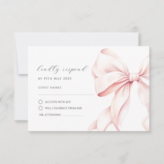 Rosa Bugkarte Elegante UAWG Response Card RSVP Karte (Vorderseite)