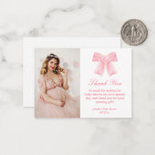 Rosa Bugmädchen Babydusche Foto danke Mitteilungskarte (Vorderseite/Rückseite Beispiel)