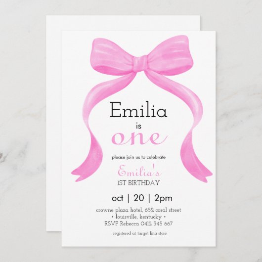 Rosa Bugmädchen zum Geburtstag Einladung (Vorne/Hinten)