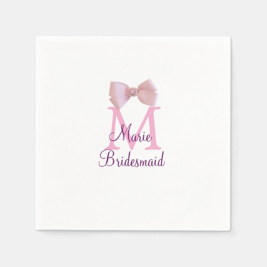Rosa Bugmongramm Braun modern mädchenhaft rustikal Serviette (Vorderseite)