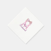 Rosa Bugmongramm Braun modern mädchenhaft rustikal Serviette (Ecke)