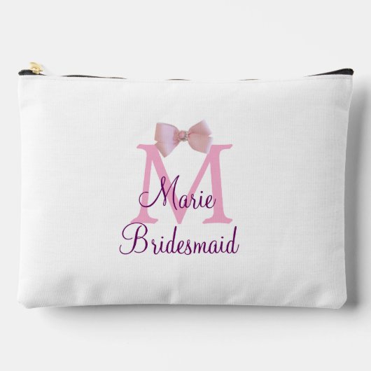 Rosa Bugmongramm Braun modern mädchenhaft rustikal Zubehörtasche (Vorderseite)