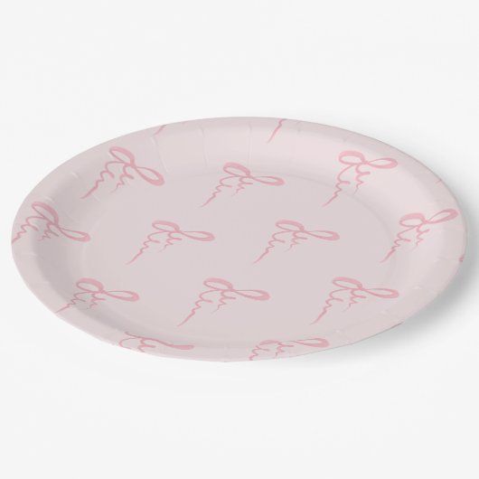 Rosa Bugmuster minimalistisch Mädchen Dusche Pappteller (Schrägansicht)