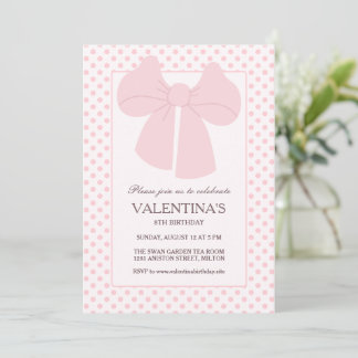 Rosa Bugpolka dots Mädchen Geburtstagseinladung Einladung