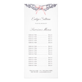 Rosa Bugpreisliste für den Silber-Glitzer Werbekarte
