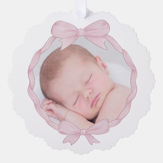 Rosa Bugrahmen Taufe danke Ornament Karte (Vorderseite)