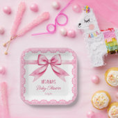 Rosa Bugrückwand, Spitze Babydusche bedruckte Vorl Pappteller (Party)