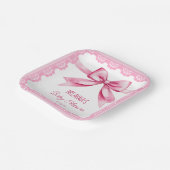 Rosa Bugrückwand, Spitze Babydusche bedruckte Vorl Pappteller (Gewinkelt)