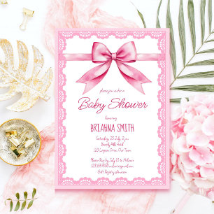 Rosa Bugrückwand-Spitzen-Babydusche Einladung