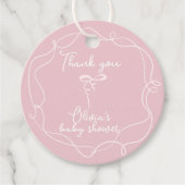 Rosa Bugwavy Rahmen elegante Dusche Mädchen danke Geschenkanhänger (Vorderseite)