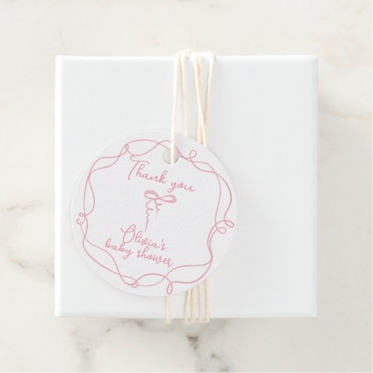 Rosa Bugwavy Rahmen elegante Dusche Mädchen danke Geschenkanhänger (Beispiel)