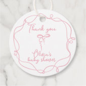 Rosa Bugwavy Rahmen elegante Dusche Mädchen danke Geschenkanhänger (Vorderseite)