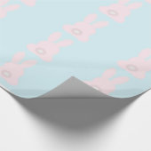 Rosa Bunnies auf blauem Wrapping Paper Geschenkpapier (Ecke)