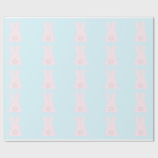 Rosa Bunnies auf blauem Wrapping Paper Geschenkpapier (Flach)