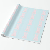 Rosa Bunnies auf blauem Wrapping Paper Geschenkpapier (Ungerollt)