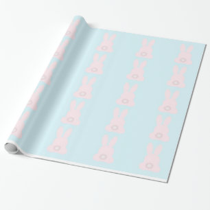Rosa Bunnies auf blauem Wrapping Paper Geschenkpapier