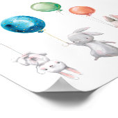 Rosa Bunnies Rabbits Balloons Art Print Poster (Ecke)