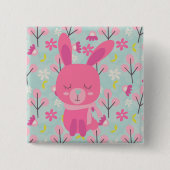 Rosa Bunnies und Blume Button (Vorderseite)